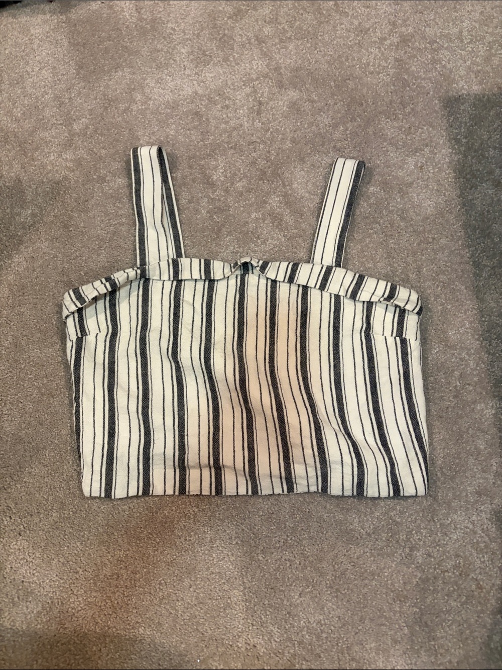 American Eagle Outfitters Black and White Striped Square-Neck Tank